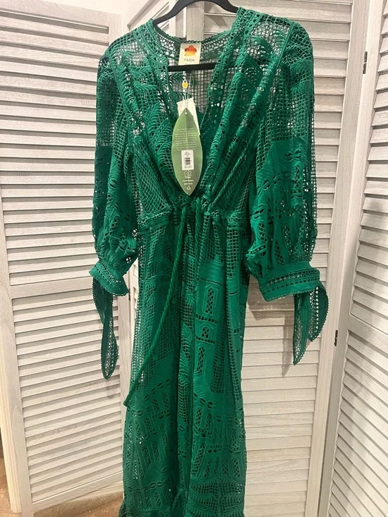 FARM Rio Teal Green Crochet Maxi Dress (M) - Picture 3 of 4